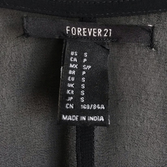 FOREVER 21 black sheer chiffon kimono cardigan with tassels and embroidery - Picture 3 of 3